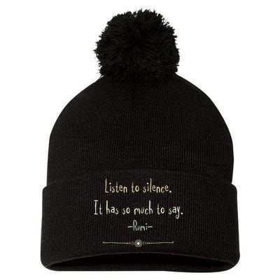 Great Rumi Inspirational Silence Quotes Pom Pom 12in Knit Beanie