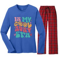 Groovy Retro In My Cool Aunt Era Cool Gifts For Auntie Women's Long Sleeve Flannel Pajama Set 