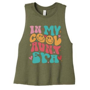 Groovy Retro In My Cool Aunt Era Cool Gifts For Auntie Women's Racerback Cropped Tank