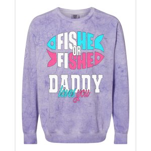 Gender Reveal Ideas Fishe Or Fishe Daddy Loves You Fishing Colorblast Crewneck Sweatshirt