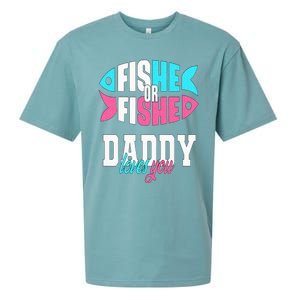 Gender Reveal Ideas Fishe Or Fishe Daddy Loves You Fishing Sueded Cloud Jersey T-Shirt