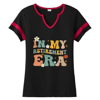 Groovy Retro In My Retiret Era Funny Retired 2025 Ladies Halftime Notch Neck Tee