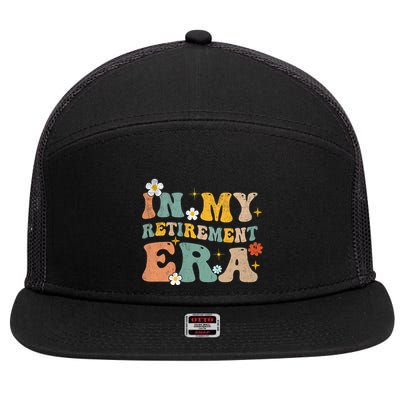 Groovy Retro In My Retiret Era Funny Retired 2025 7 Panel Mesh Trucker Snapback Hat