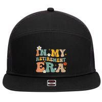 Groovy Retro In My Retiret Era Funny Retired 2025 7 Panel Mesh Trucker Snapback Hat