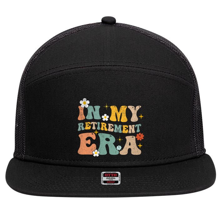 Groovy Retro In My Retiret Era Funny Retired 2025 7 Panel Mesh Trucker Snapback Hat