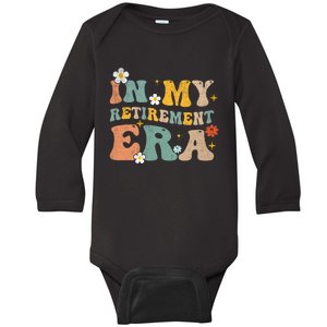 Groovy Retro In My Retiret Era Funny Retired 2025 Baby Long Sleeve Bodysuit