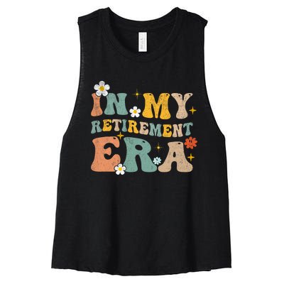 Groovy Retro In My Retiret Era Funny Retired 2025 Women's Racerback Cropped Tank