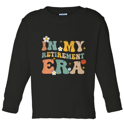 Groovy Retro In My Retiret Era Funny Retired 2025 Toddler Long Sleeve Shirt
