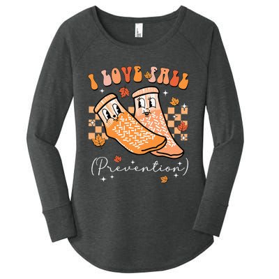 Groovy Retro I Love Fall Prevention Fall Physical Therapy Women's Perfect Tri Tunic Long Sleeve Shirt