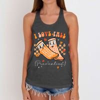 Groovy Retro I Love Fall Prevention Fall Physical Therapy Women's Knotted Racerback Tank