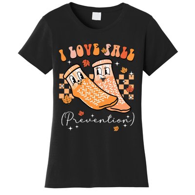 Groovy Retro I Love Fall Prevention Fall Physical Therapy Women's T-Shirt