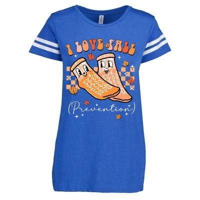 Groovy Retro I Love Fall Prevention Fall Physical Therapy Enza Ladies Jersey Football T-Shirt