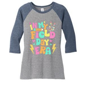 Groovy Retro In My Field Day Era Fun Day Field Trip School Women's Tri-Blend 3/4-Sleeve Raglan Shirt