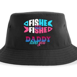 Gender Reveal Ideas Fishe Or Fishe Daddy Loves You Fishing Sustainable Bucket Hat