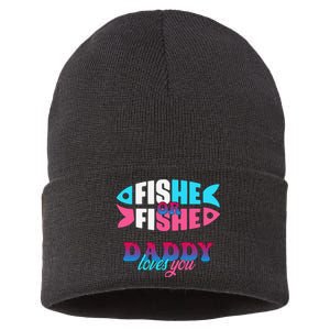 Gender Reveal Ideas Fishe Or Fishe Daddy Loves You Fishing Sustainable Knit Beanie