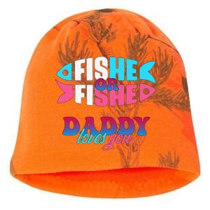 Gender Reveal Ideas Fishe Or Fishe Daddy Loves You Fishing Kati - Camo Knit Beanie