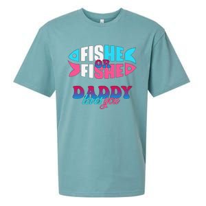 Gender Reveal Ideas Fishe Or Fishe Daddy Loves You Fishing Sueded Cloud Jersey T-Shirt