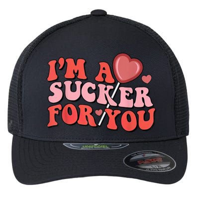 Groovy Retro IM A Sucker For You Happy ValentineS Couple Flexfit Unipanel Trucker Cap