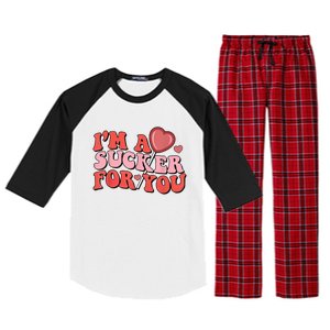 Groovy Retro IM A Sucker For You Happy ValentineS Couple Raglan Sleeve Pajama Set