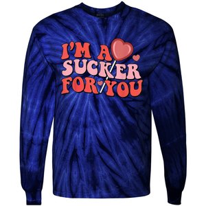 Groovy Retro IM A Sucker For You Happy ValentineS Couple Tie-Dye Long Sleeve Shirt