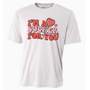 Groovy Retro IM A Sucker For You Happy ValentineS Couple Cooling Performance Crew T-Shirt