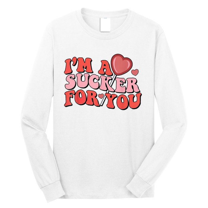 Groovy Retro IM A Sucker For You Happy ValentineS Couple Long Sleeve Shirt