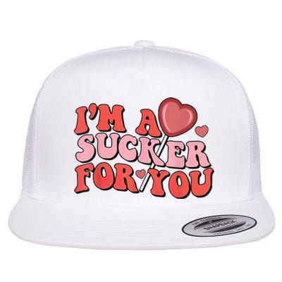 Groovy Retro IM A Sucker For You Happy ValentineS Couple Flat Bill Trucker Hat