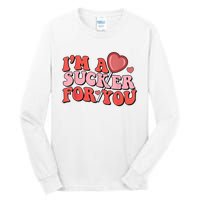 Groovy Retro IM A Sucker For You Happy ValentineS Couple Tall Long Sleeve T-Shirt