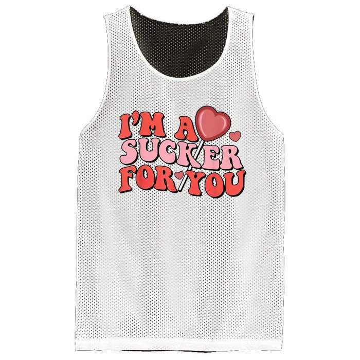 Groovy Retro IM A Sucker For You Happy ValentineS Couple Mesh Reversible Basketball Jersey Tank