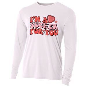 Groovy Retro IM A Sucker For You Happy ValentineS Couple Cooling Performance Long Sleeve Crew