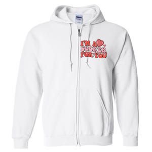 Groovy Retro IM A Sucker For You Happy ValentineS Couple Full Zip Hoodie