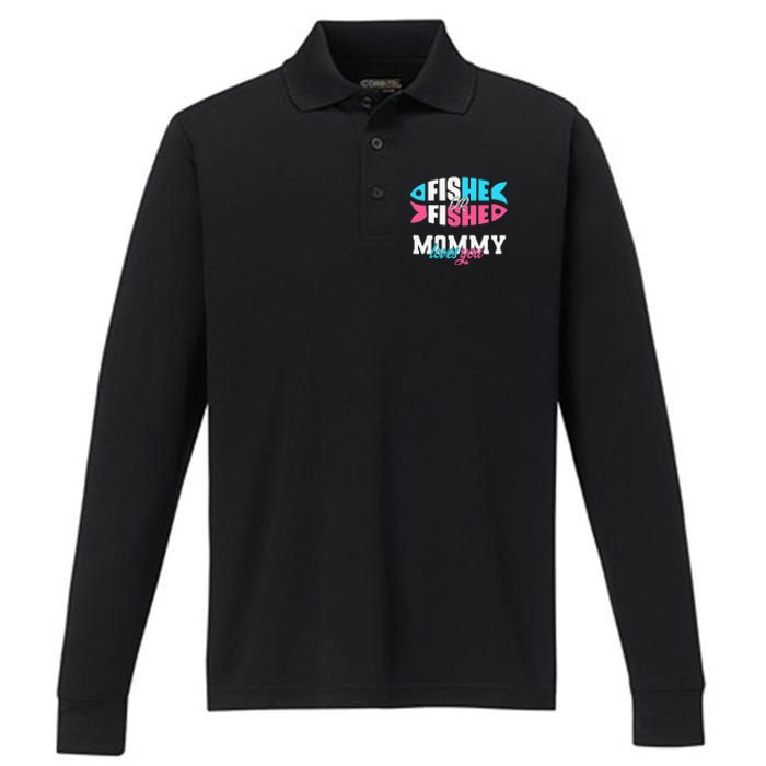 Gender Reveal Ideas Fishe Or Fishe Mommy Loves You Fishing Performance Long Sleeve Polo