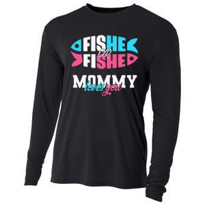 Gender Reveal Ideas Fishe Or Fishe Mommy Loves You Fishing Cooling Performance Long Sleeve Crew