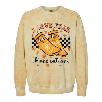 Groovy Retro I Love Fall Prevention Fall Physical Therapy Colorblast Crewneck Sweatshirt