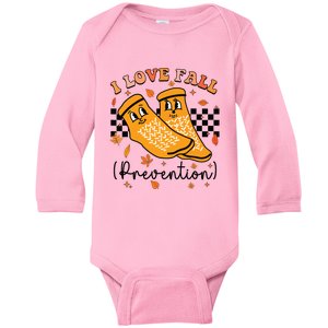 Groovy Retro I Love Fall Prevention Fall Physical Therapy Baby Long Sleeve Bodysuit