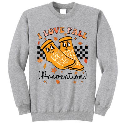 Groovy Retro I Love Fall Prevention Fall Physical Therapy Tall Sweatshirt