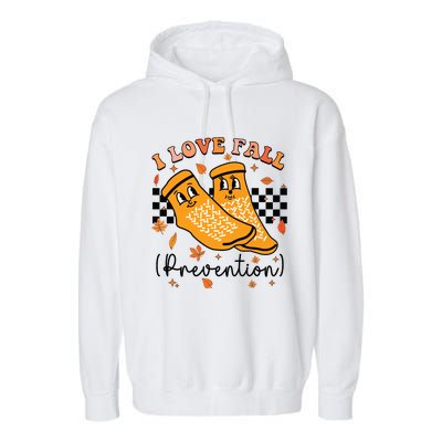 Groovy Retro I Love Fall Prevention Fall Physical Therapy Garment-Dyed Fleece Hoodie