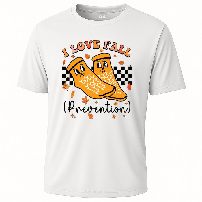 Groovy Retro I Love Fall Prevention Fall Physical Therapy Cooling Performance Crew T-Shirt