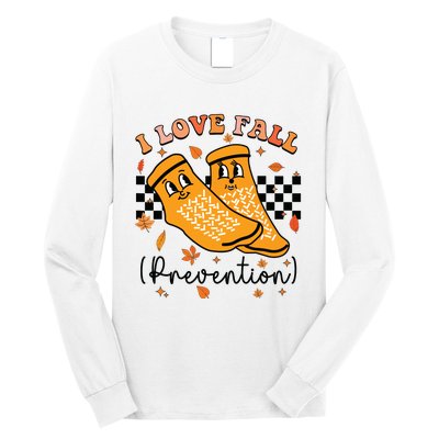 Groovy Retro I Love Fall Prevention Fall Physical Therapy Long Sleeve Shirt