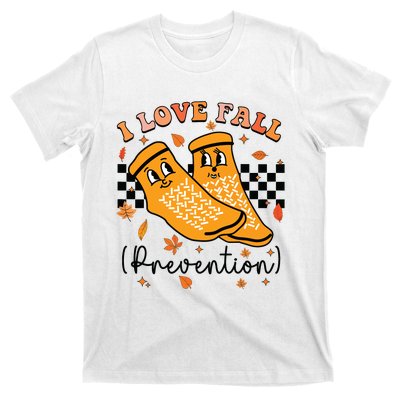 Groovy Retro I Love Fall Prevention Fall Physical Therapy T-Shirt