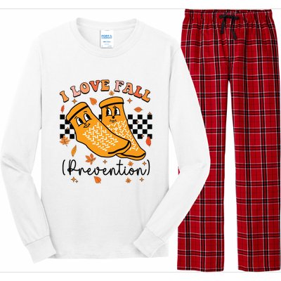 Groovy Retro I Love Fall Prevention Fall Physical Therapy Long Sleeve Pajama Set