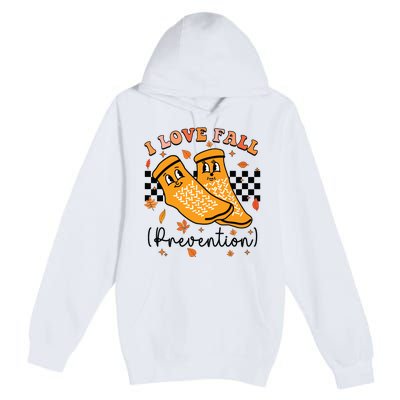 Groovy Retro I Love Fall Prevention Fall Physical Therapy Premium Pullover Hoodie