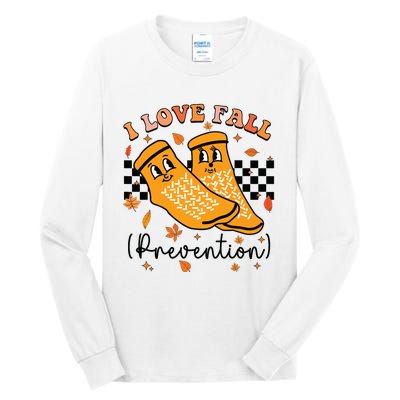 Groovy Retro I Love Fall Prevention Fall Physical Therapy Tall Long Sleeve T-Shirt