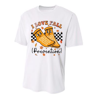 Groovy Retro I Love Fall Prevention Fall Physical Therapy Performance Sprint T-Shirt