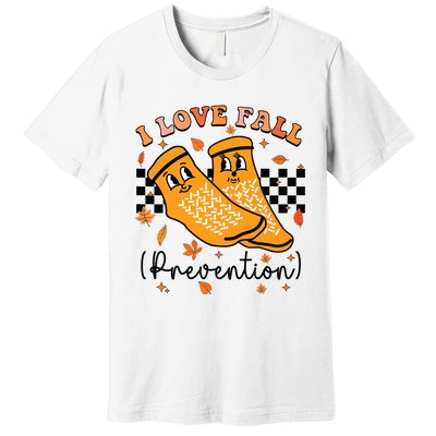 Groovy Retro I Love Fall Prevention Fall Physical Therapy Premium T-Shirt