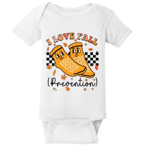 Groovy Retro I Love Fall Prevention Fall Physical Therapy Baby Bodysuit