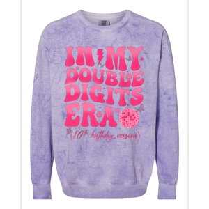 Groovy Retro In My Double Digits Era 10th Birthday Girl Colorblast Crewneck Sweatshirt