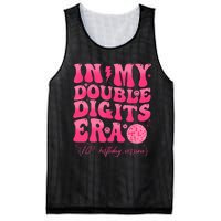 Groovy Retro In My Double Digits Era 10th Birthday Girl Mesh Reversible Basketball Jersey Tank