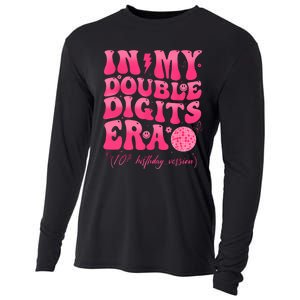 Groovy Retro In My Double Digits Era 10th Birthday Girl Cooling Performance Long Sleeve Crew