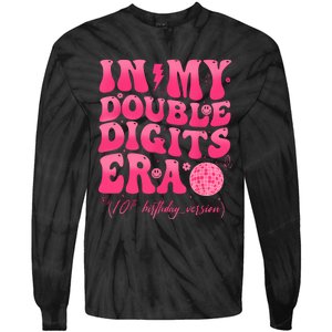 Groovy Retro In My Double Digits Era 10th Birthday Girl Tie-Dye Long Sleeve Shirt